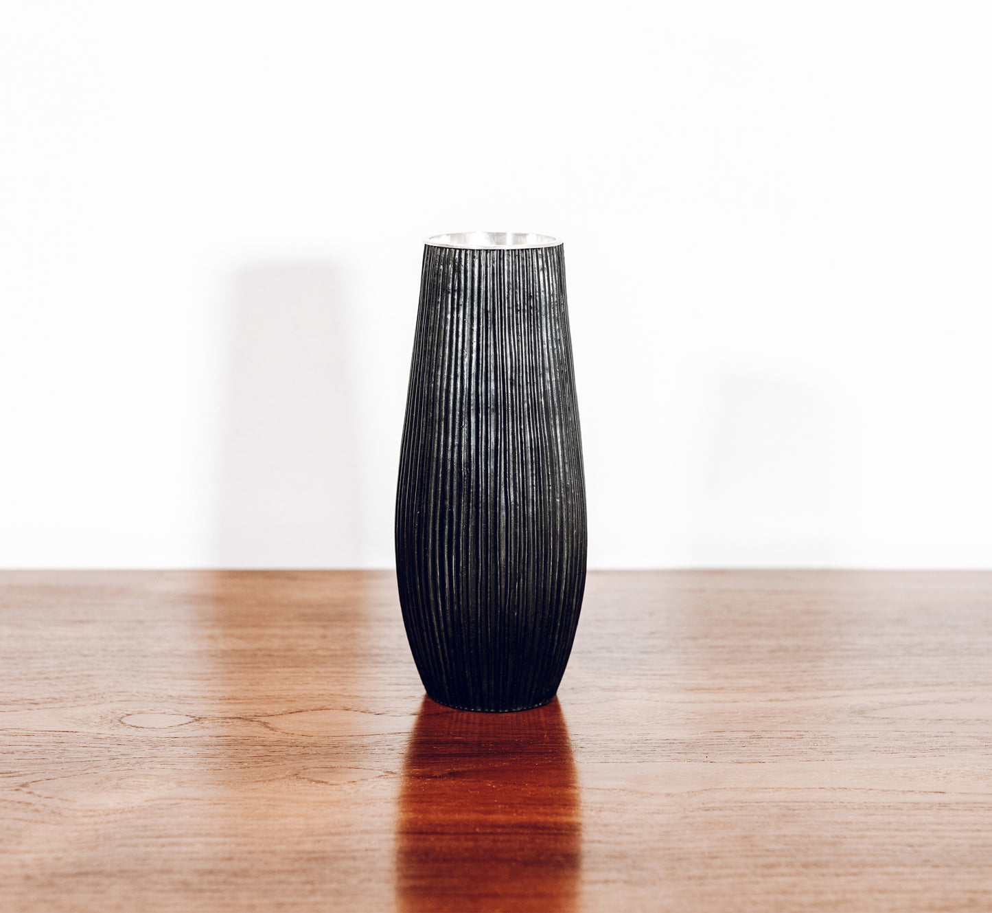 Hand built copper vase with silver interior by Adrian Hope