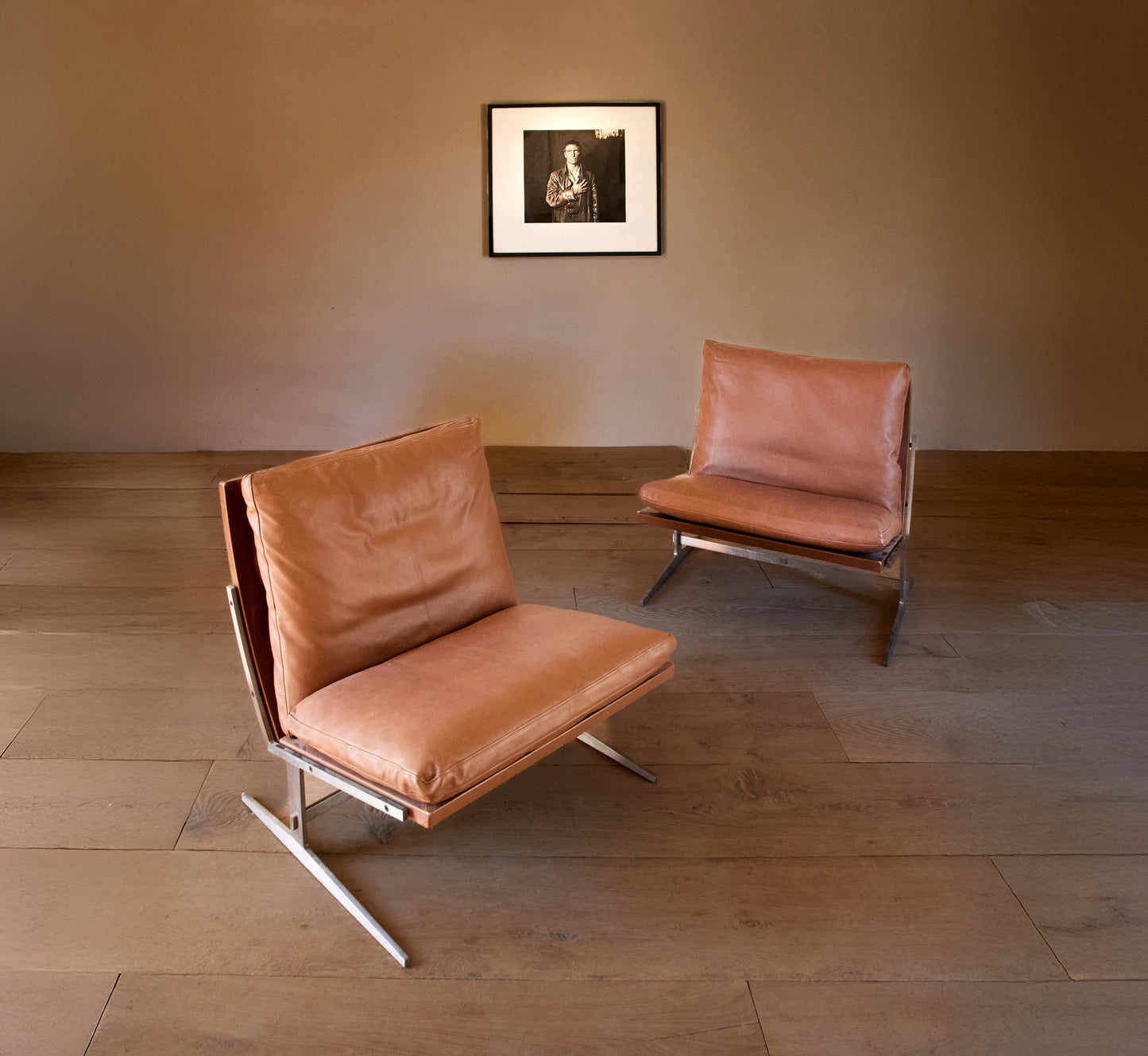 Pair of Fabricius & Kastholm Leather Lounge Chairs, Denmark, 1960s