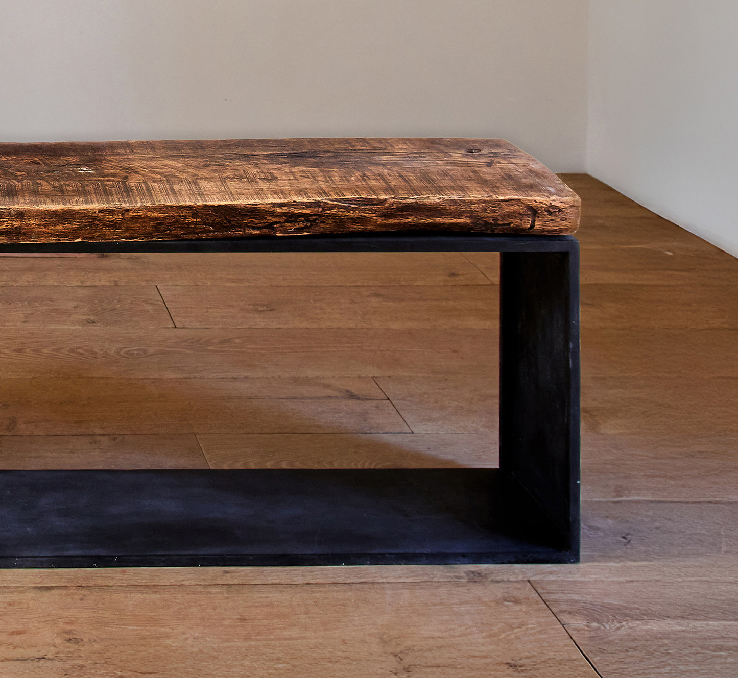 Custom Steel Console with 19th Century Chinese Wood Top