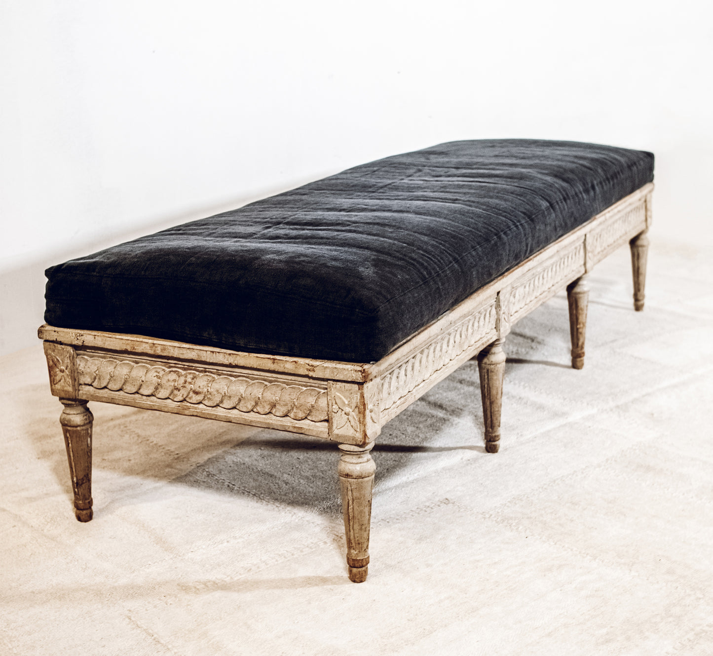 Gustavian Freestanding Painted Bench, Sweden, Late 18th Century