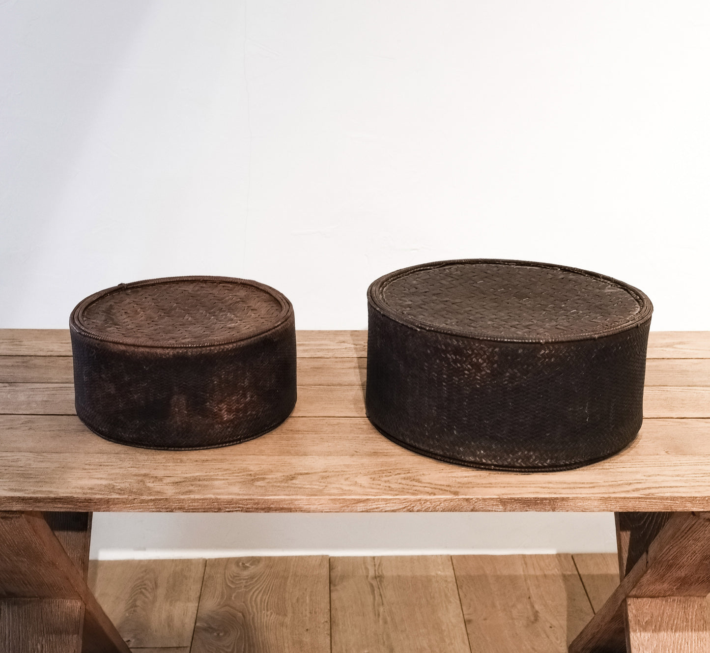 Large Lao Reed and Rattan Storage Baskets, First Half 20th Century