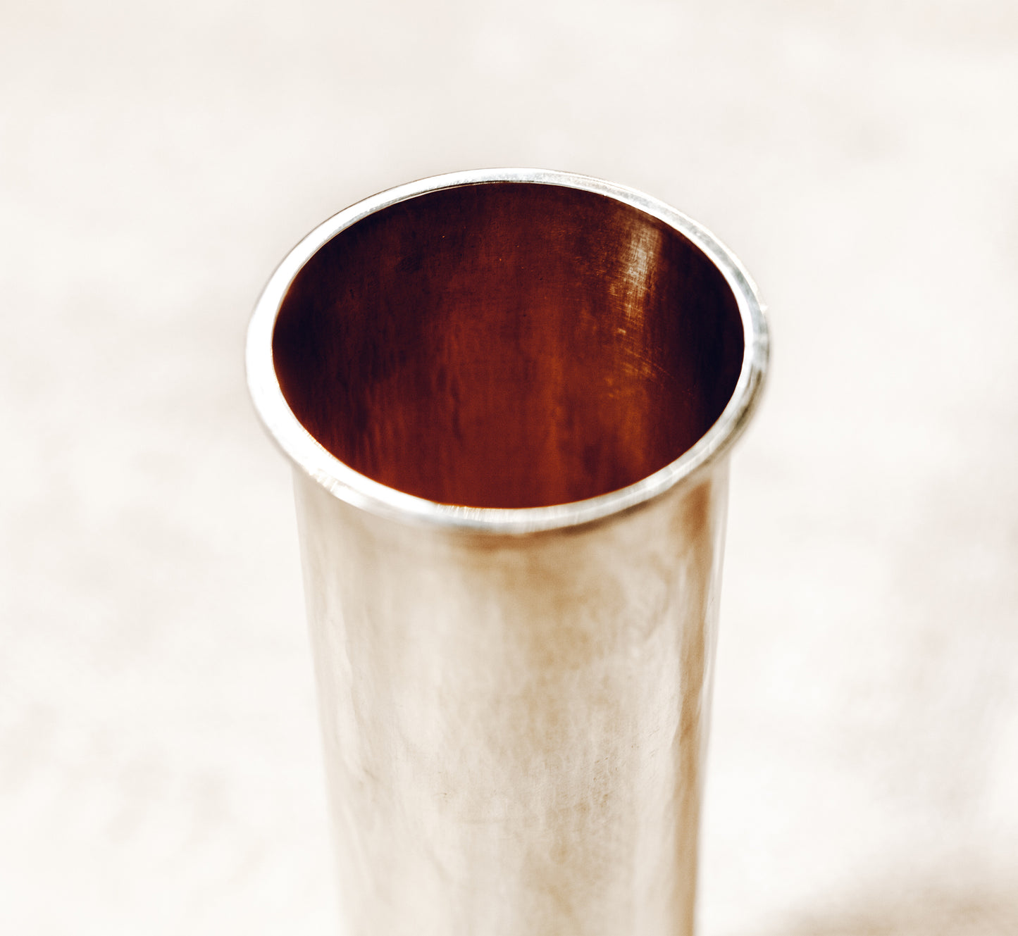 Hand built copper vase with silver interior by Adrian Hope