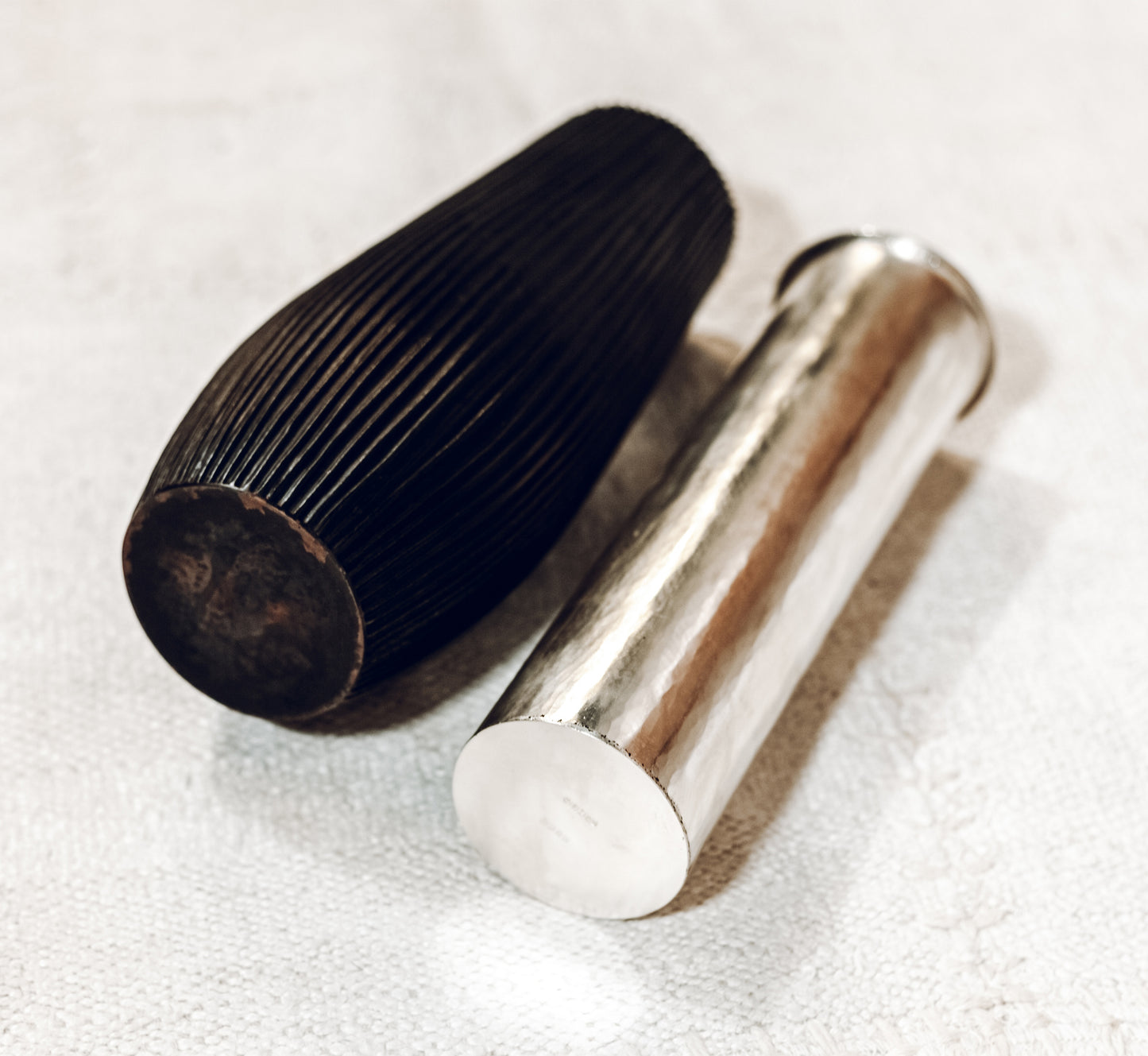 Hand built copper vase with silver interior by Adrian Hope