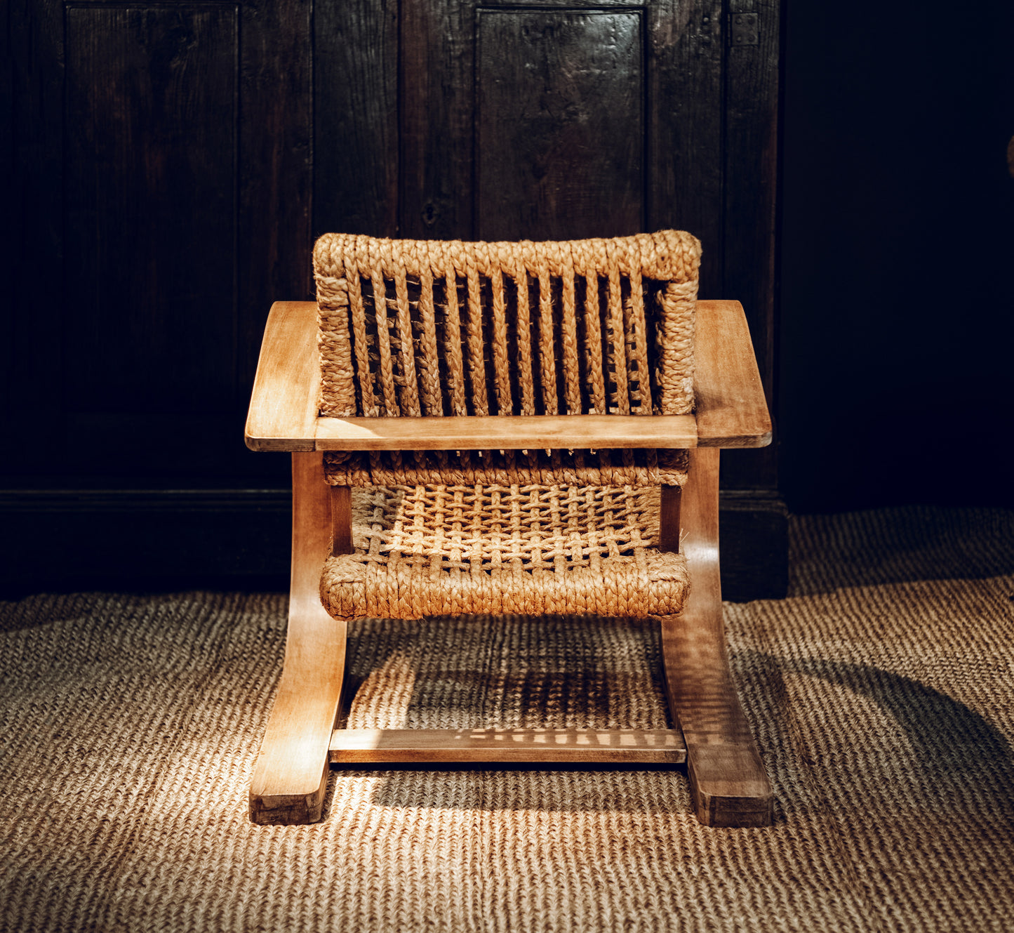 Audoux Minet braided rope armchair, Edition Vibo Vesoul, France, circa 1950