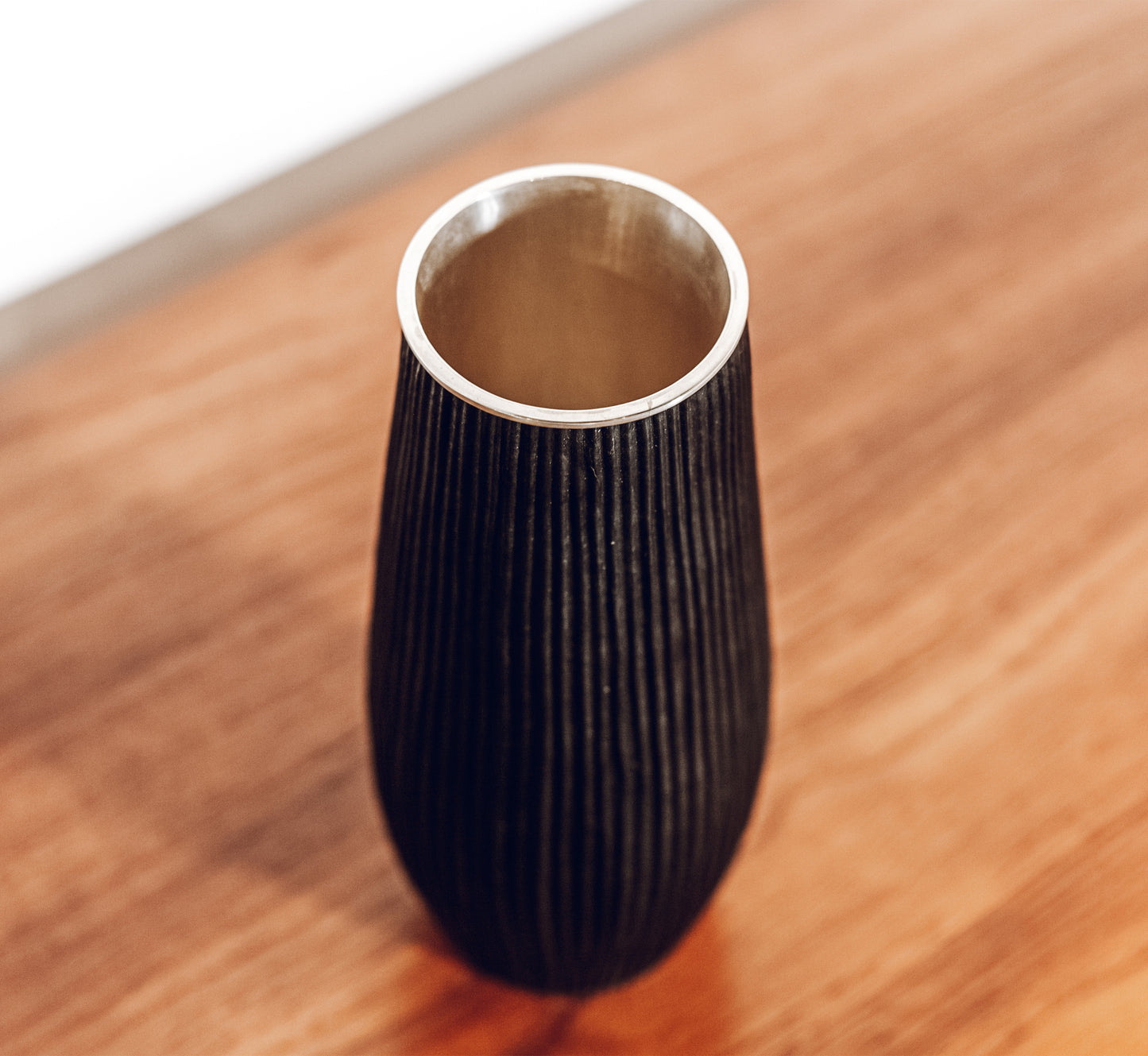 Hand built copper vase with silver interior by Adrian Hope