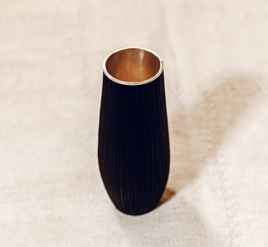 Hand built copper vase with silver interior by Adrian Hope