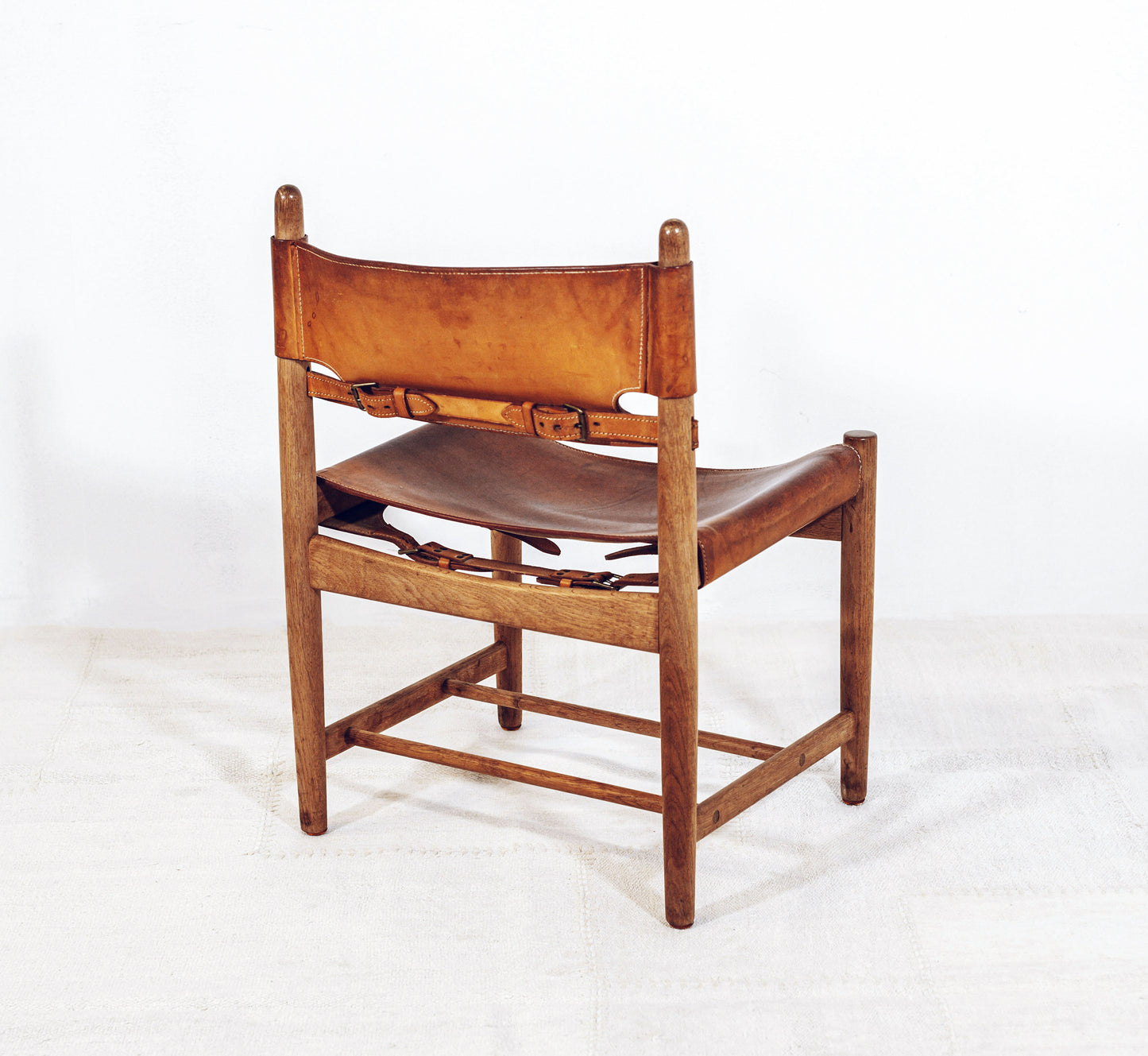 20th Century Borge Mogensen Oak Chair With Patinated Full Grain Leather