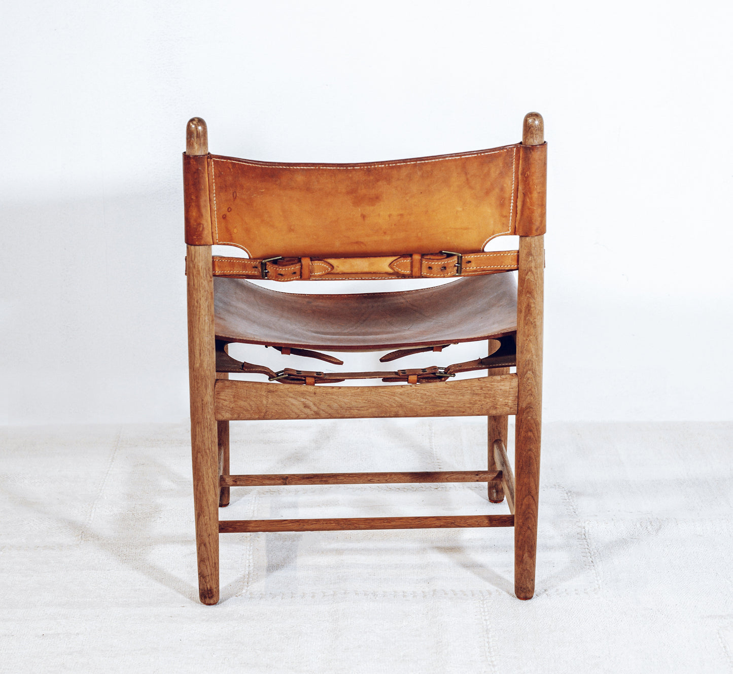 20th Century Borge Mogensen Oak Chair With Patinated Full Grain Leather