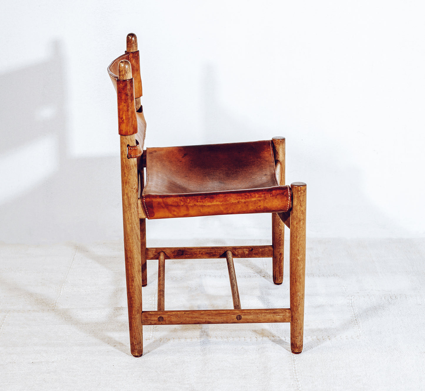 20th Century Borge Mogensen Oak Chair With Patinated Full Grain Leather