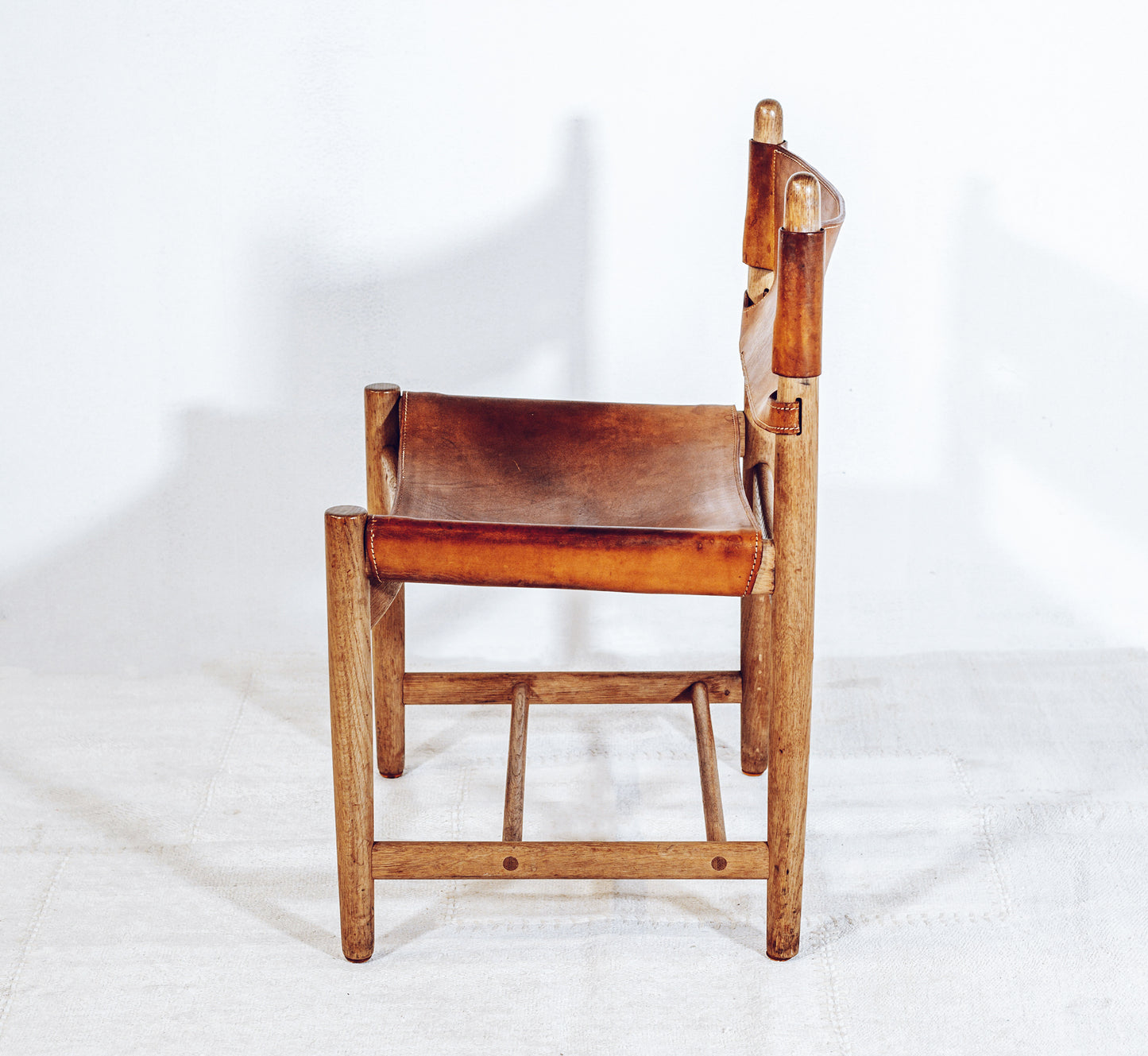 20th Century Borge Mogensen Oak Chair With Patinated Full Grain Leather