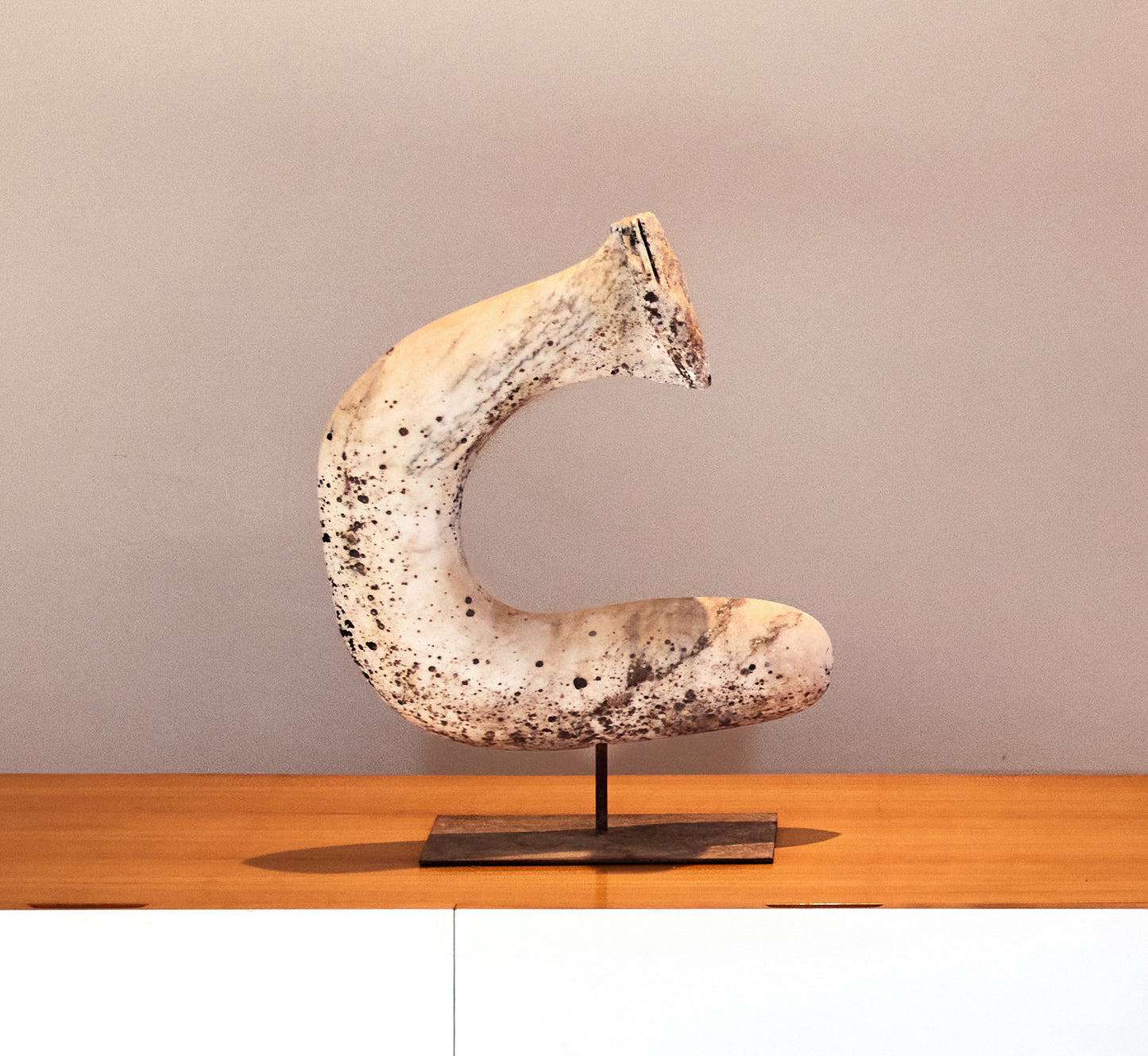Abstract Marble Sculpture on Steel Base, Portugal
