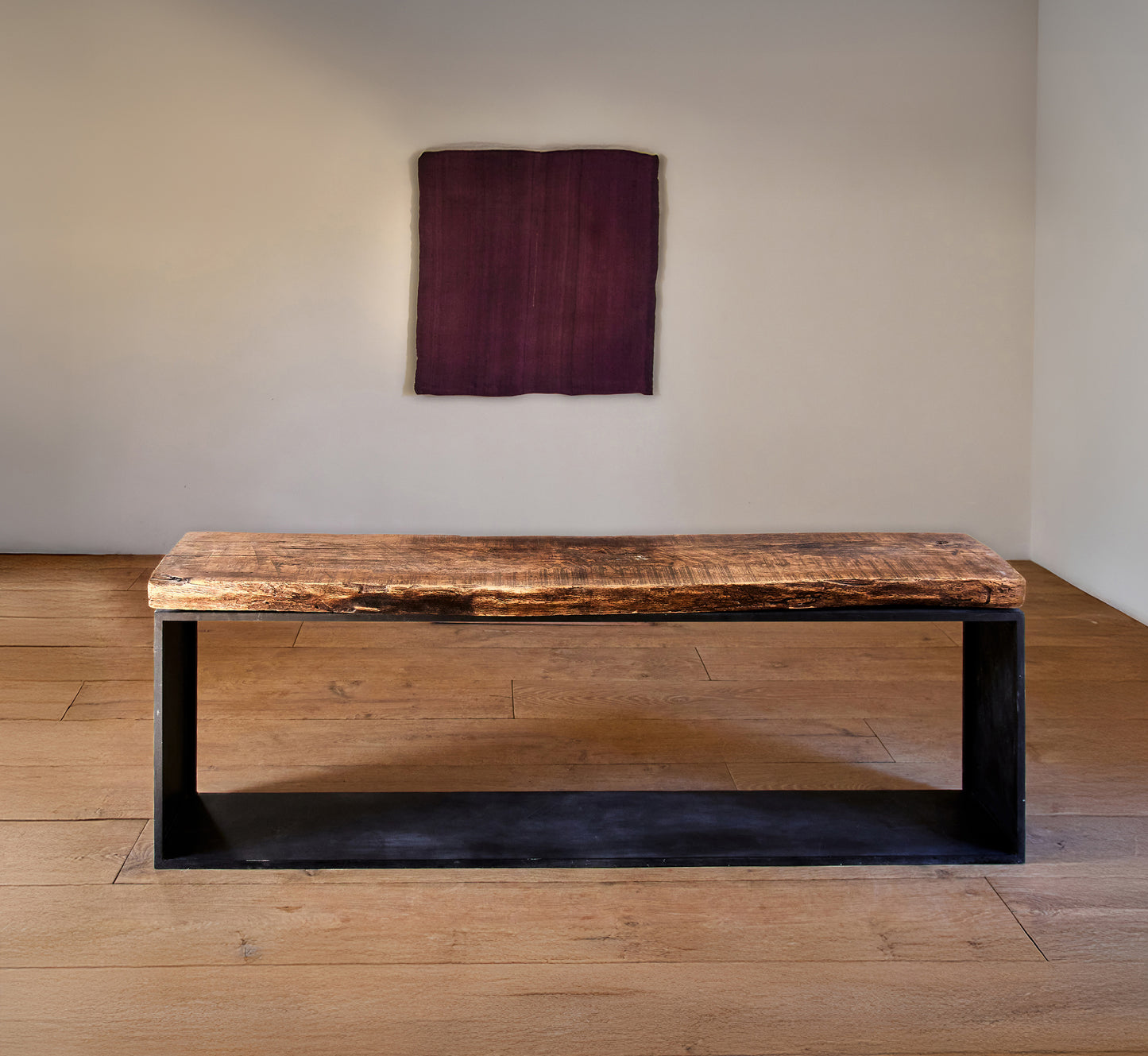 Custom Steel Console with 19th Century Chinese Wood Top