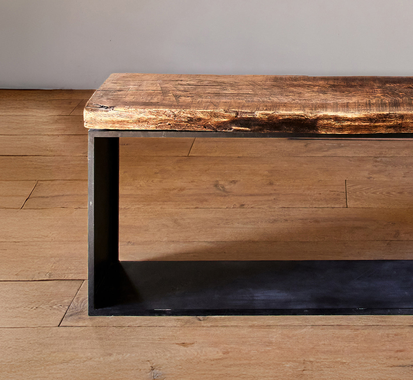 Custom Steel Console with 19th Century Chinese Wood Top