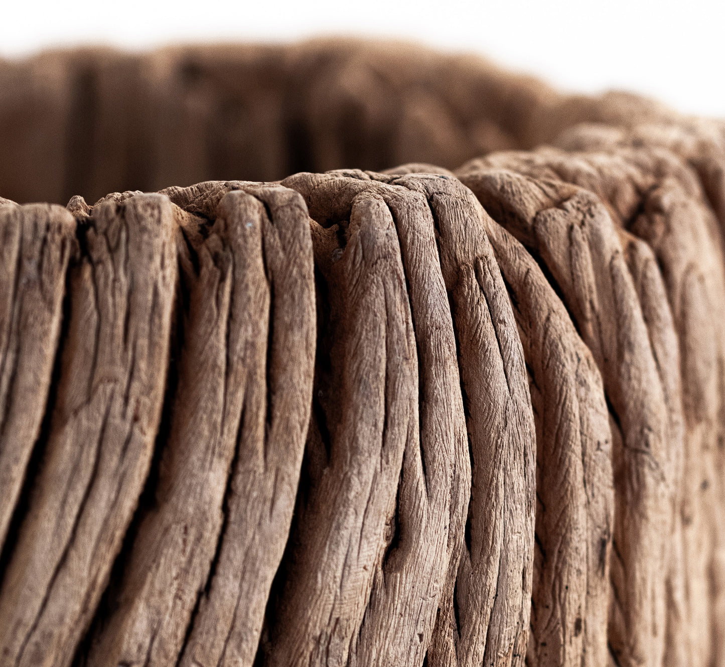 19th Century Japanese Wooden Mortar Vessel | Sculptural Organic Wabi-Sabi Vessel