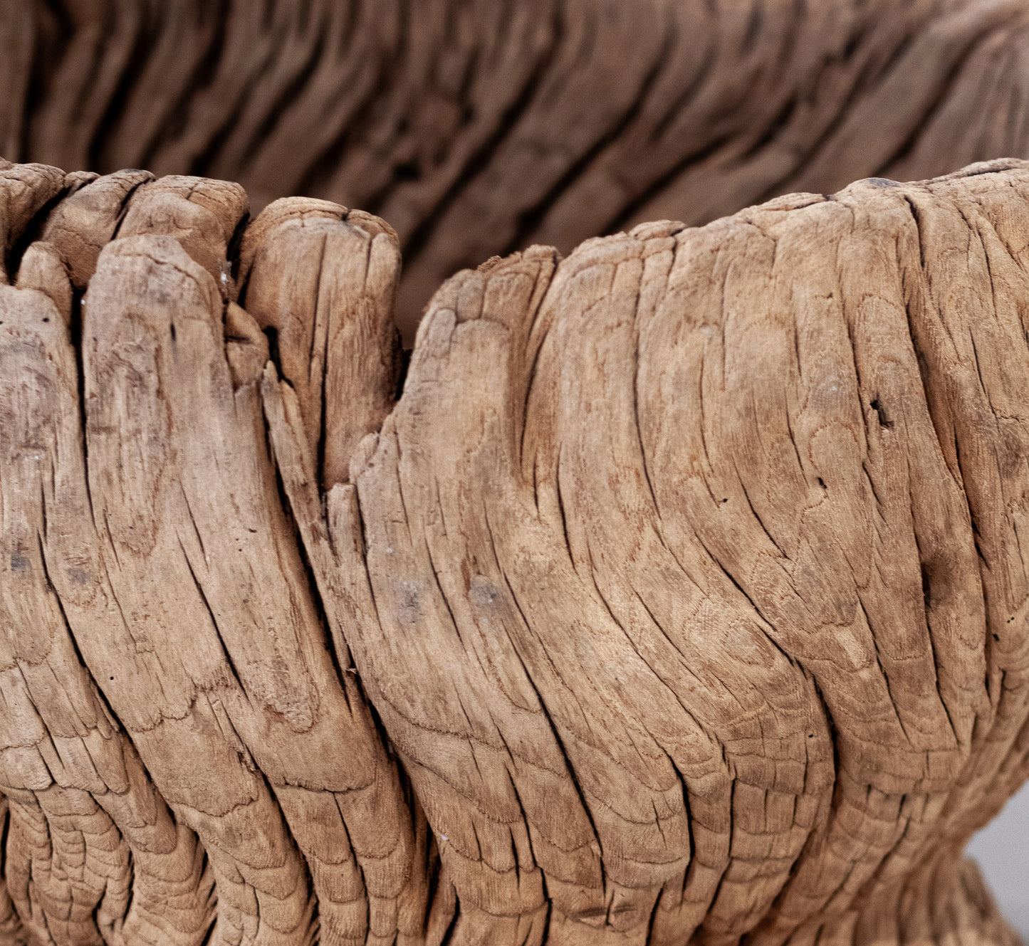 19th Century Japanese Wooden Mortar Vessel | Sculptural Organic Wabi-Sabi Vessel