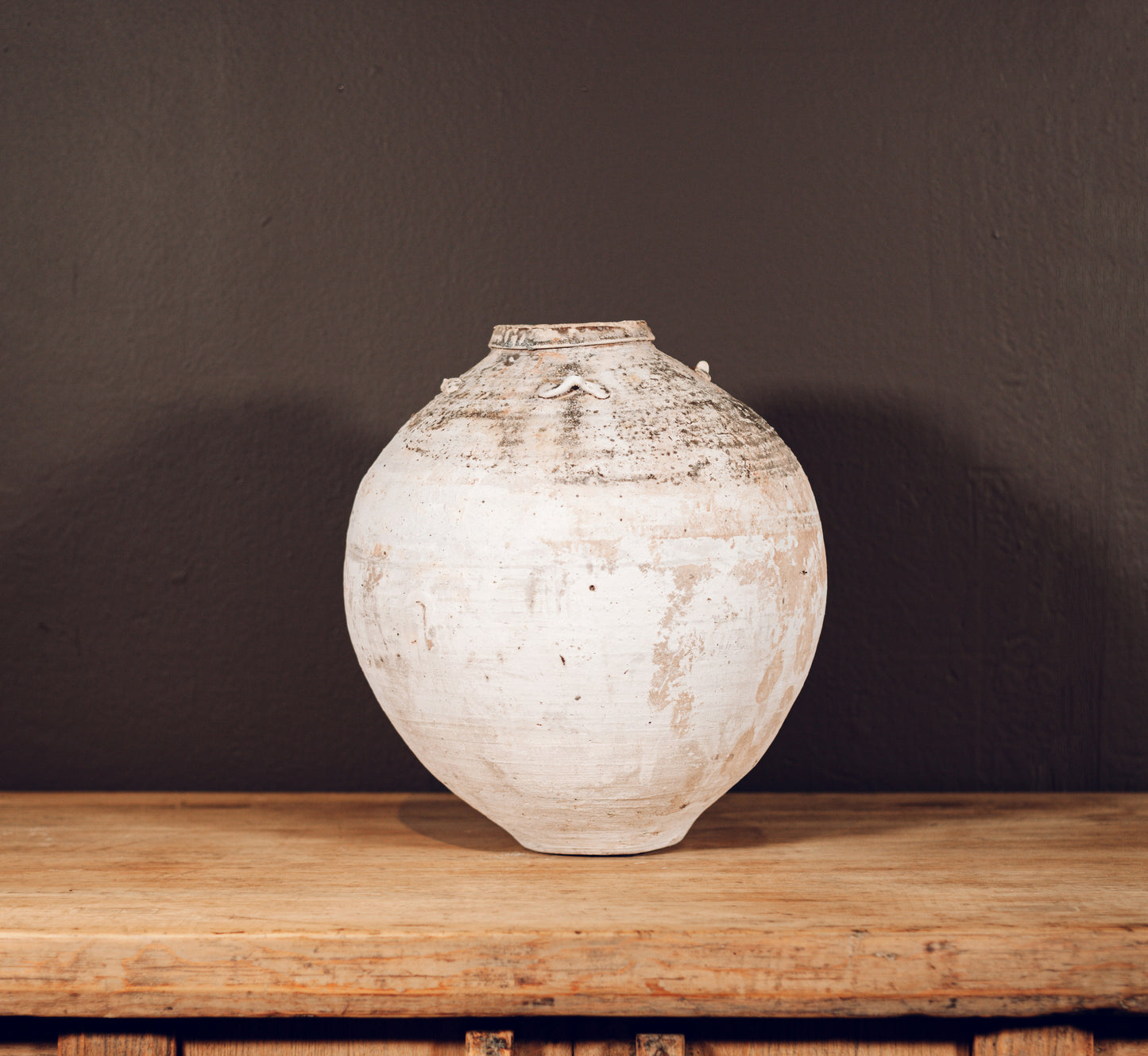 Large unglazed terracotta song jar, China, 17th century