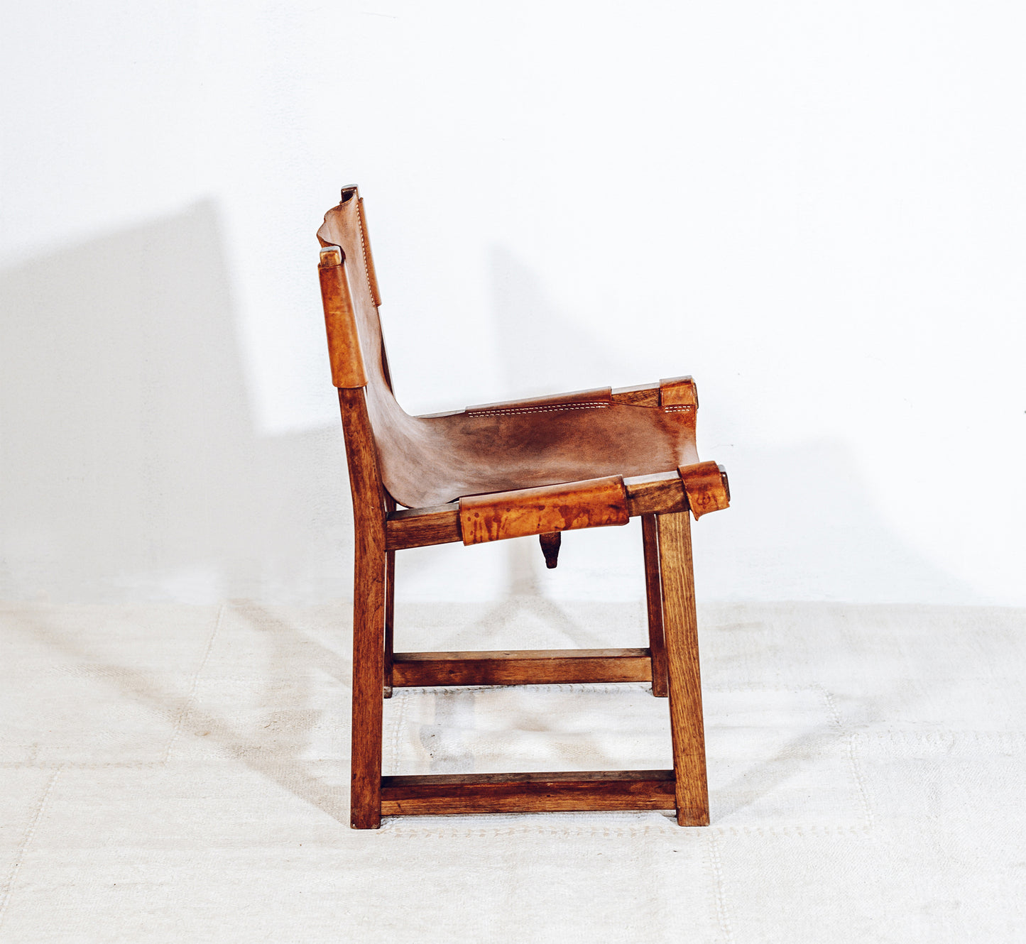 Riaza Leather And Oak Chair By Paco Munoz, Spain, Circa 1959