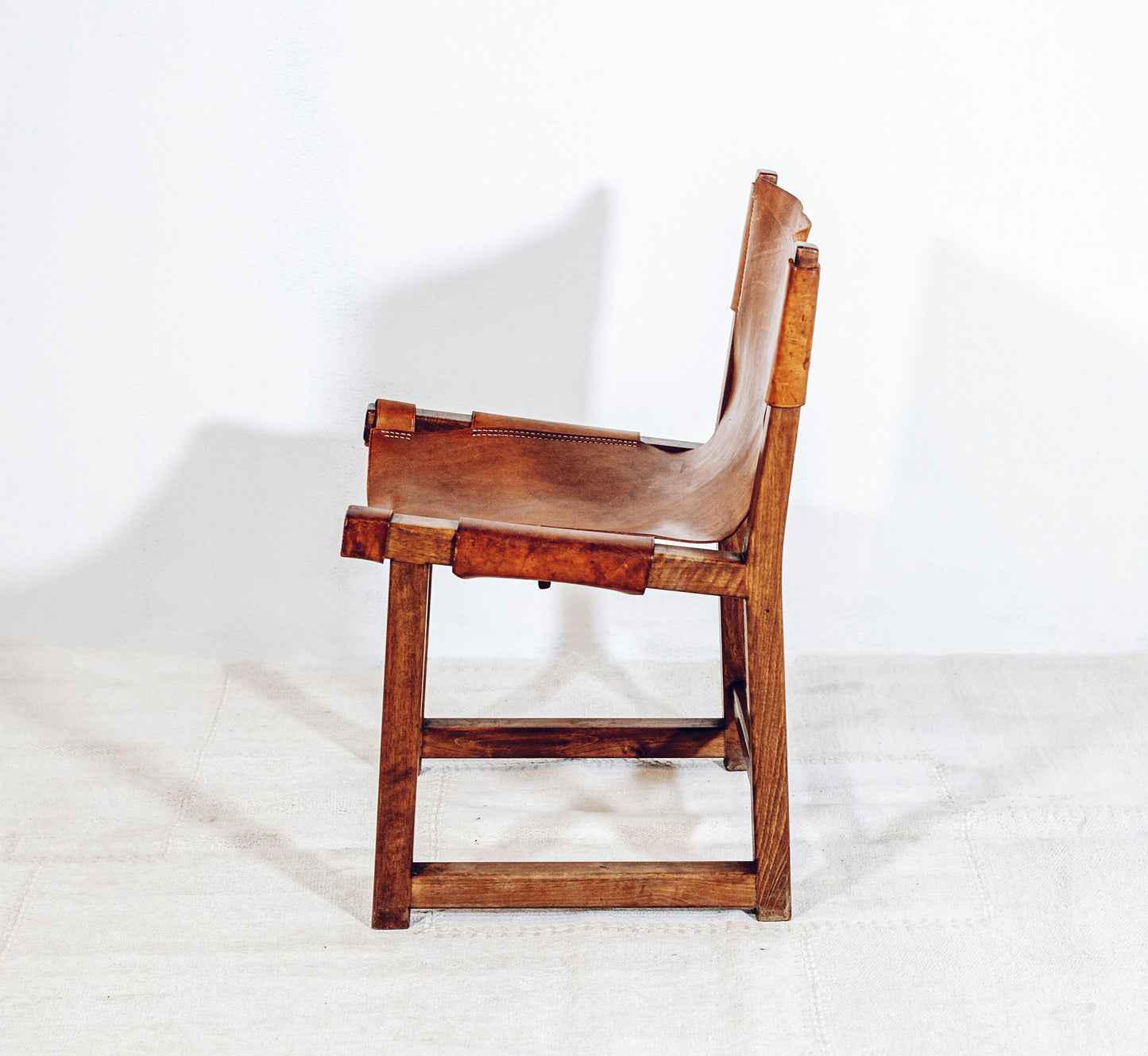 Riaza Leather And Oak Chair By Paco Munoz, Spain, Circa 1959