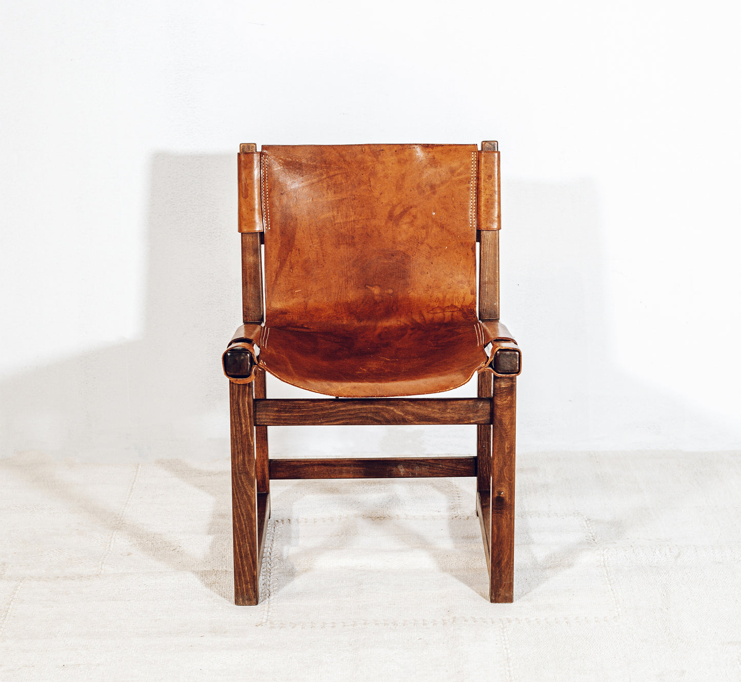 Riaza Leather And Oak Chair By Paco Munoz, Spain, Circa 1959