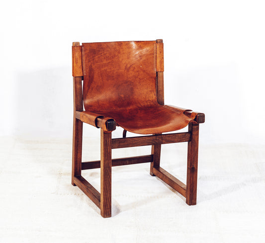 Riaza Leather And Oak Chair By Paco Munoz, Spain, Circa 1959