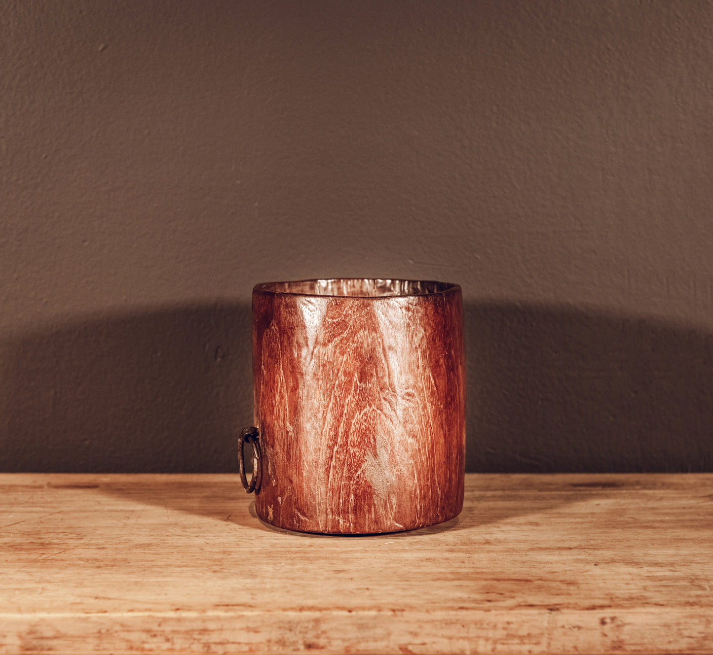 Wooden pot with ring, Nepal, 20th century