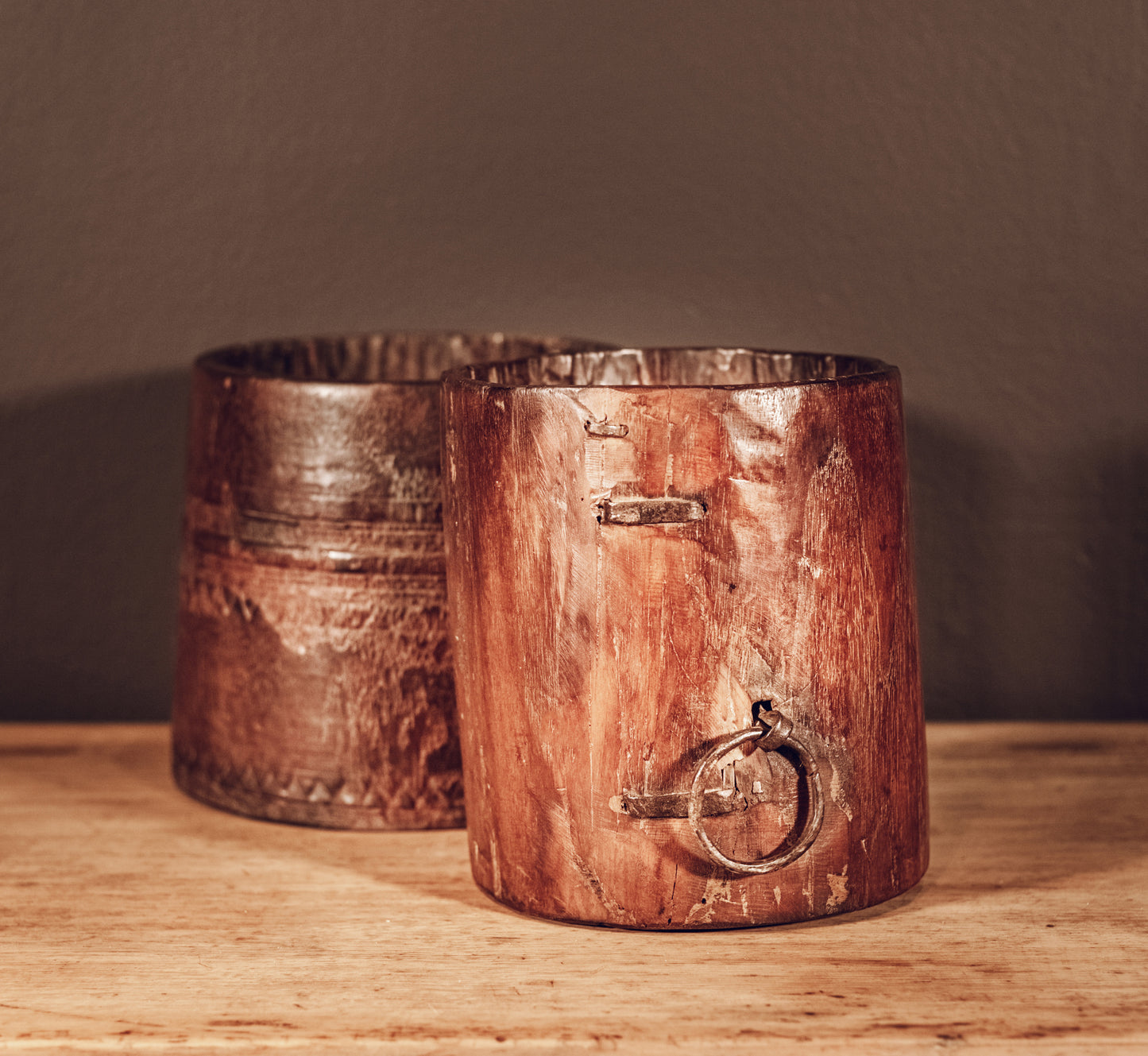 Wooden pot with ring, Nepal, 20th century