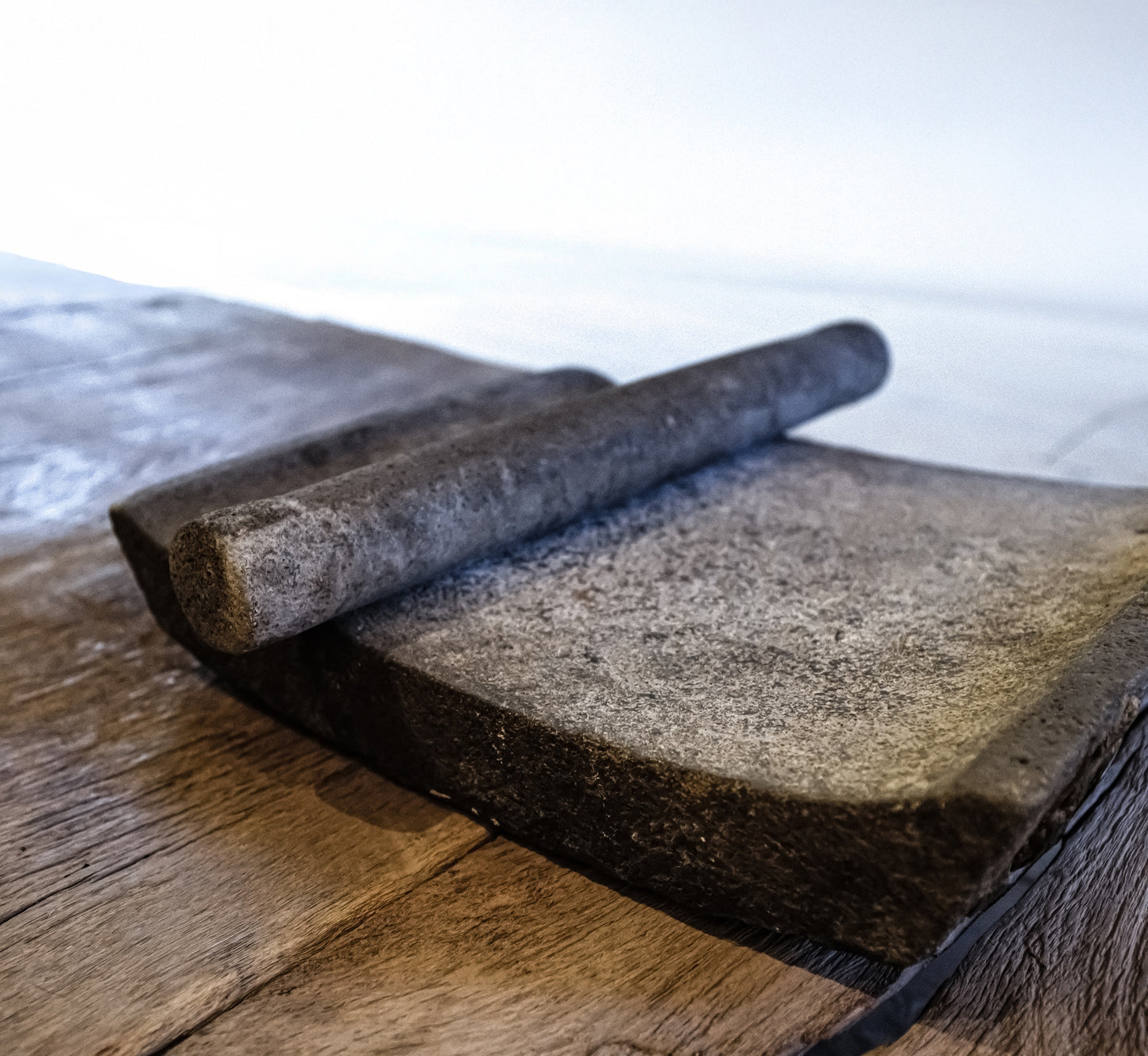 Early 20th Century Mexican Stone Metate with Grinding Roller
