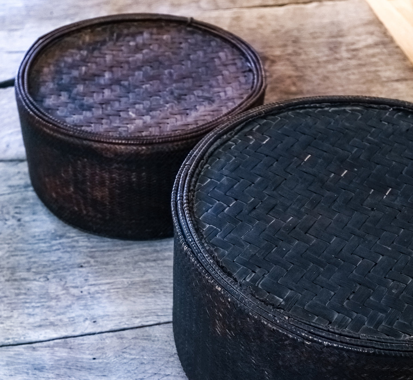 Large Lao Reed and Rattan Storage Baskets, First Half 20th Century