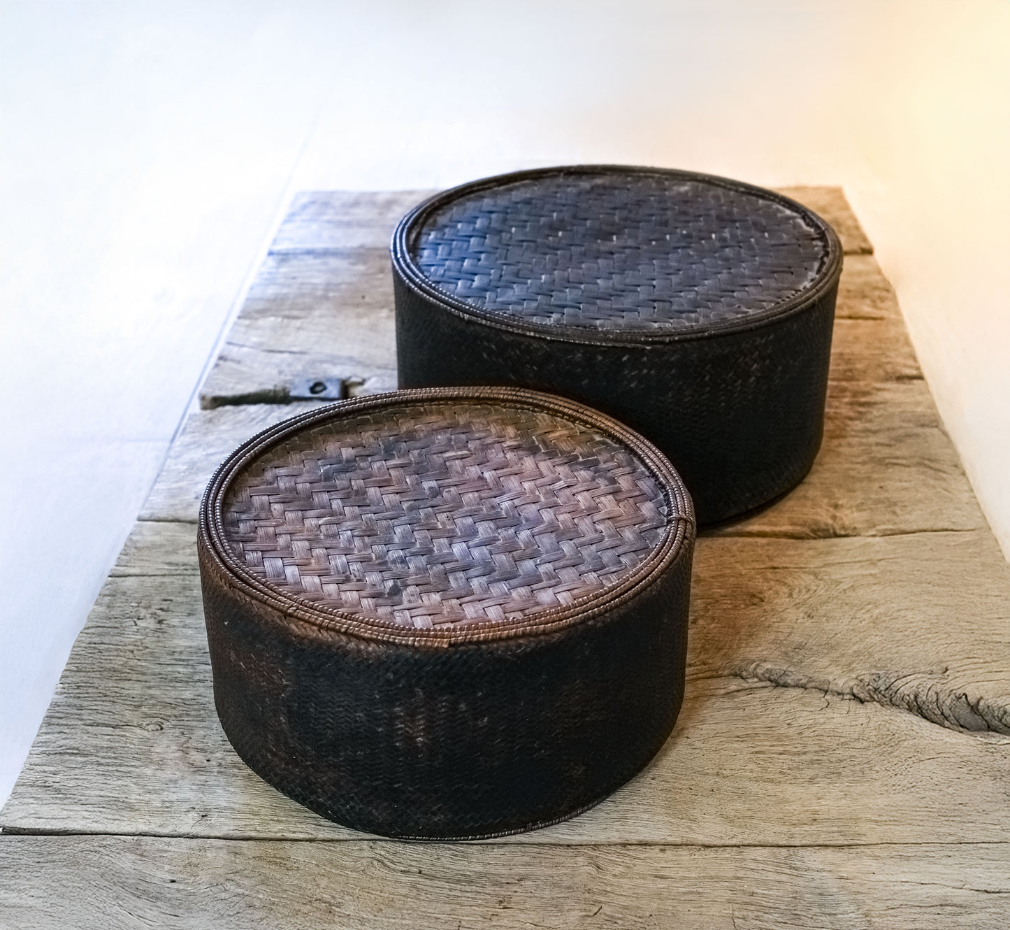 Large Lao Reed and Rattan Storage Baskets, First Half 20th Century