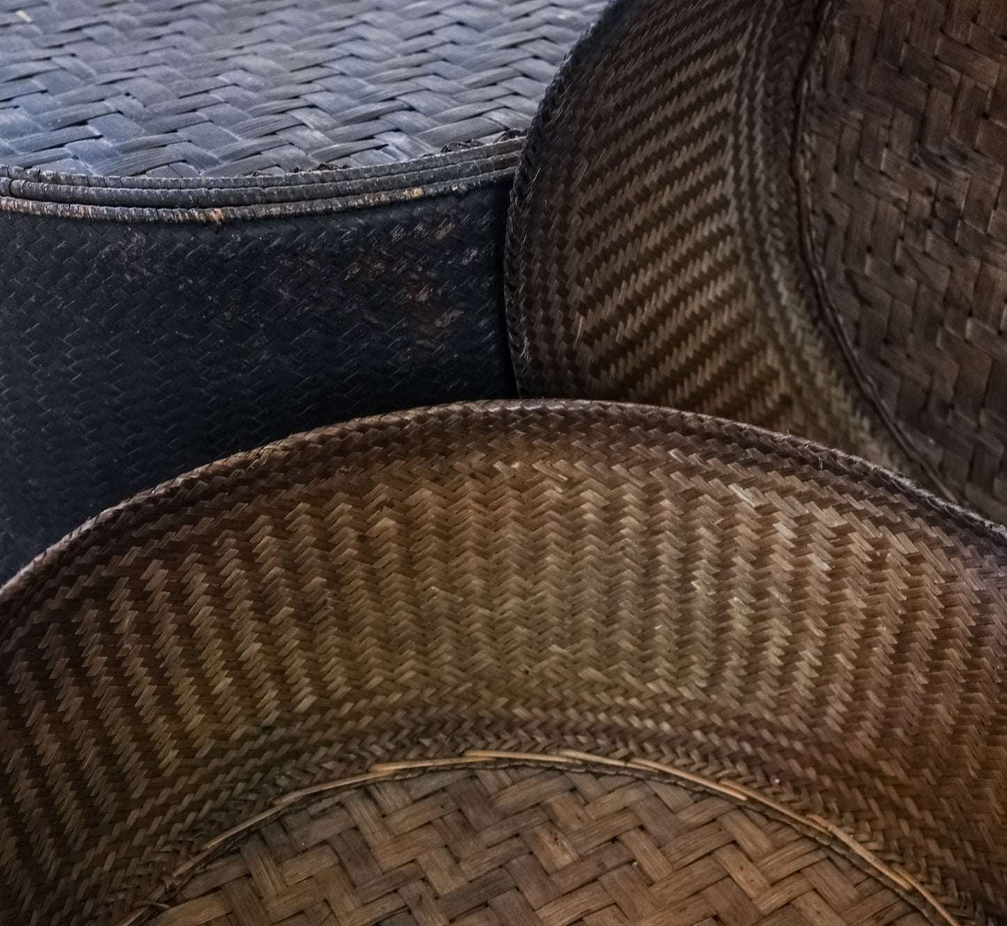 Large Lao Reed and Rattan Storage Baskets, First Half 20th Century