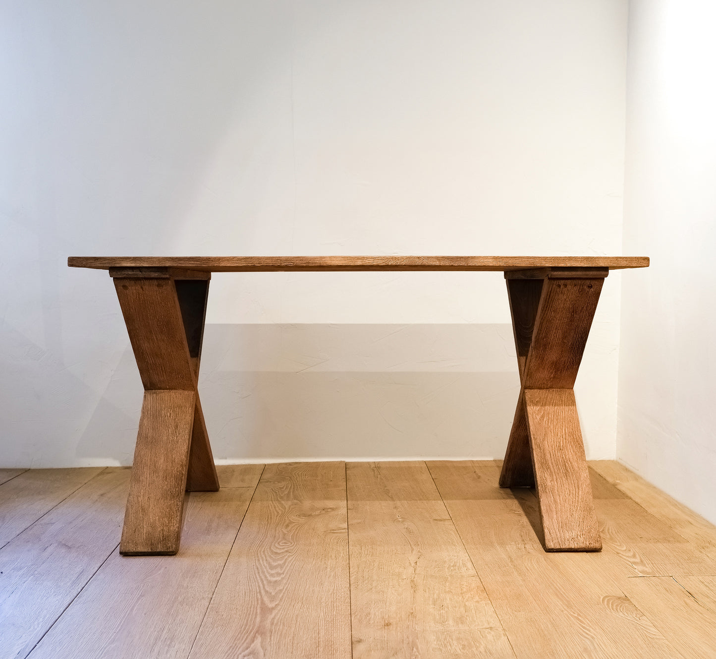 French Oak Trestle Table, circa 1940s